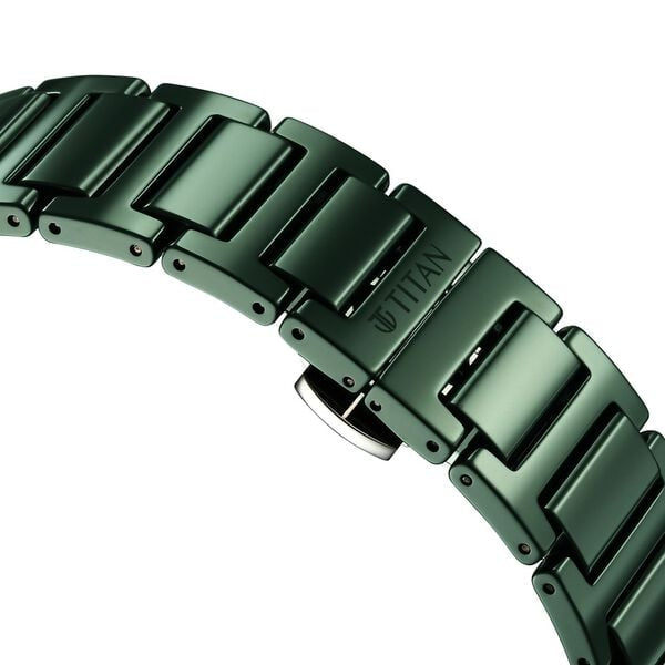 Titan Edge Ceramic Quartz in Glossy Green Dial Watch for Men NT1696QC06 Men's Watch