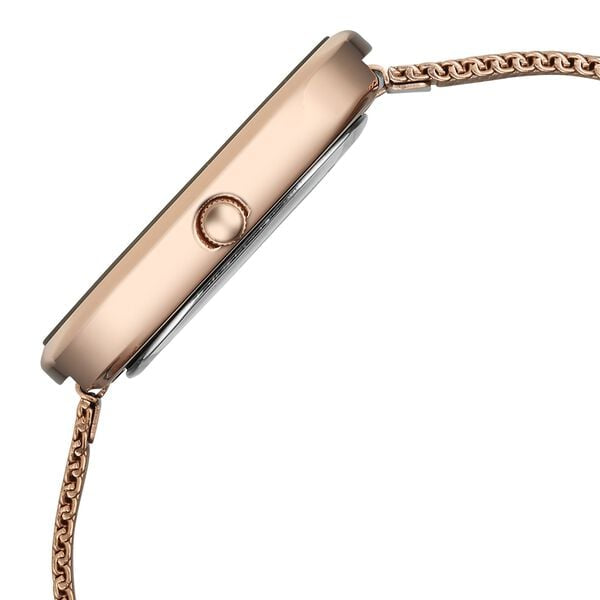 FV60095WM01 Vyb Mirage By Fastrack Quartz Analog Silver Dial Rose Gold Stainless Steel Strap Watch