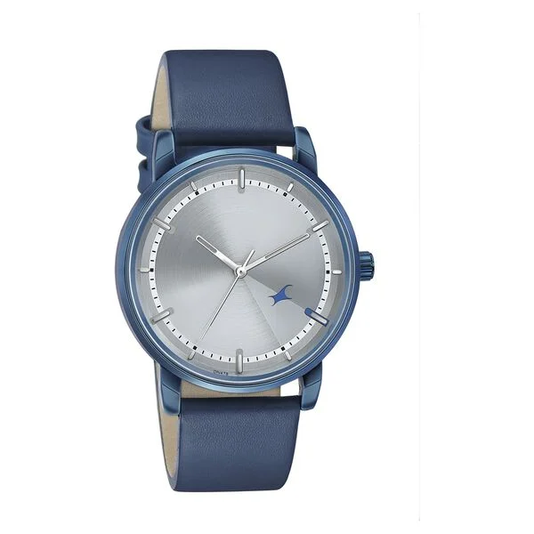 Fastrack Style Up Silver Dial Leather Strap Watch for Guys NT3278QL01