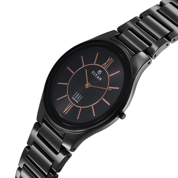 Titan Edge Ceramic Quartz in Rich Black Dial Watch for Men NT1696NC01