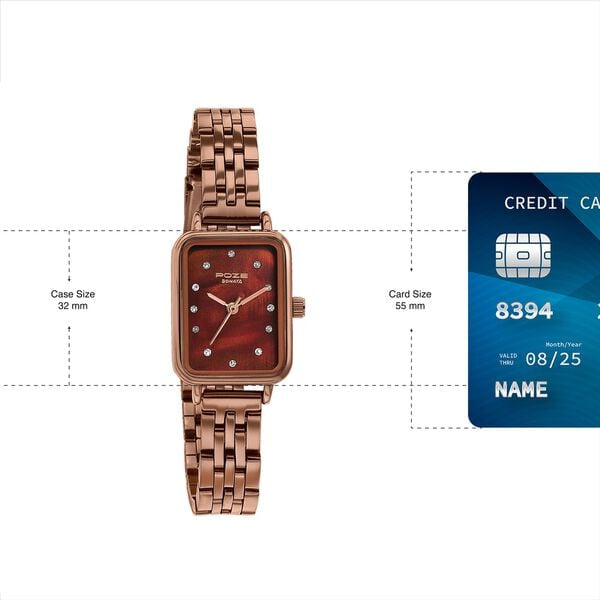 SP80133QM01 Sonata Poze Quartz Analog Mother Of Pearl Dial Brown Metal Strap