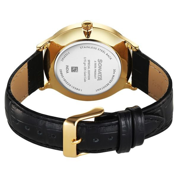 Sonata Gold Quartz Analog Watch For Men 7153YL01