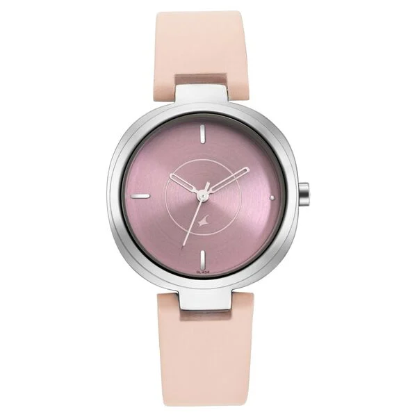 Fastrack Stunners Quartz Analog Pink Dial Leather Strap Watch for Girls