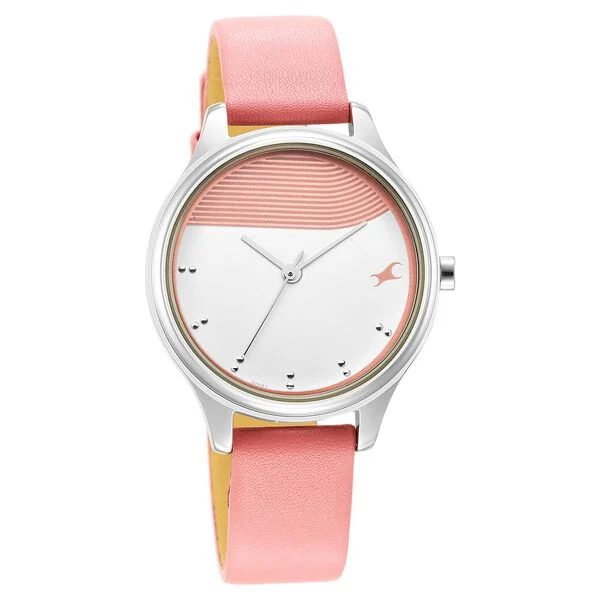 Fastrack Stunners Quartz Analog Pink Dial Leather Strap Watch for Girls NR6280SL01