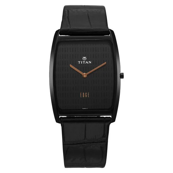 Titan Edge Black Dial Analog Leather Strap watch for Men NT1596NL01