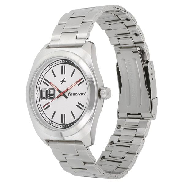 Fastrack Varsity Quartz Analog White Dial Stainless Steel Strap Watch for Guys