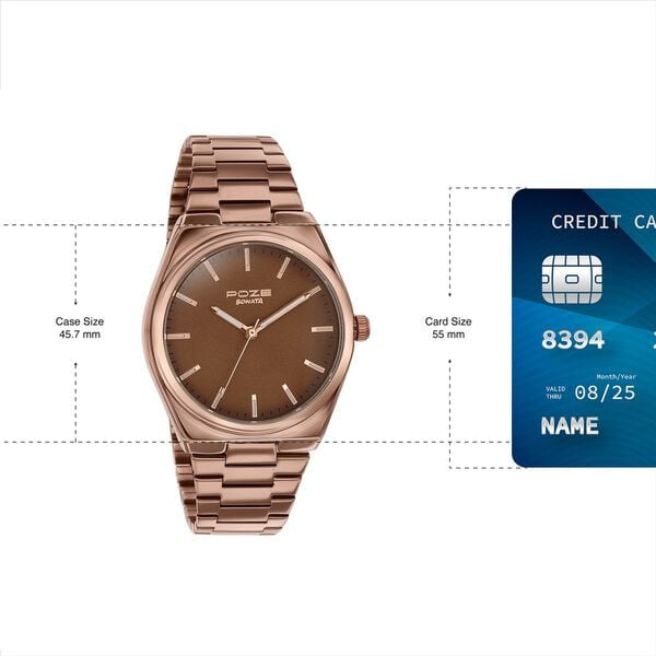Sonata Poze Quartz Analog Brown Dial Brown Metal Strap Watch For Men