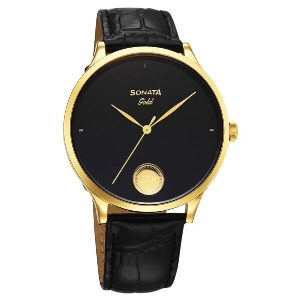 Sonata Gold Quartz Analog Watch For Men 7153YL01