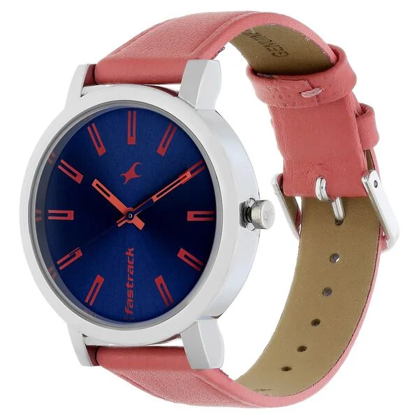 Fastrack Quartz Analog Blue Dial Leather Strap Watch Girls Watch