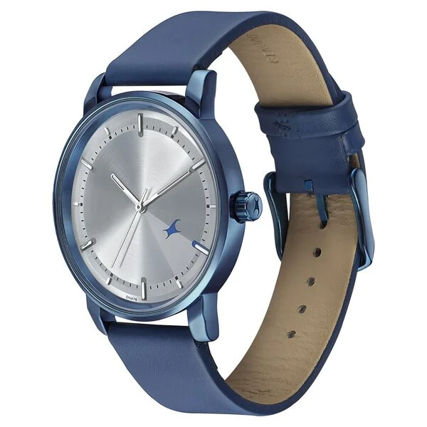 Fastrack Style Up Silver Dial Leather Strap Watch for Guys NT3278QL01