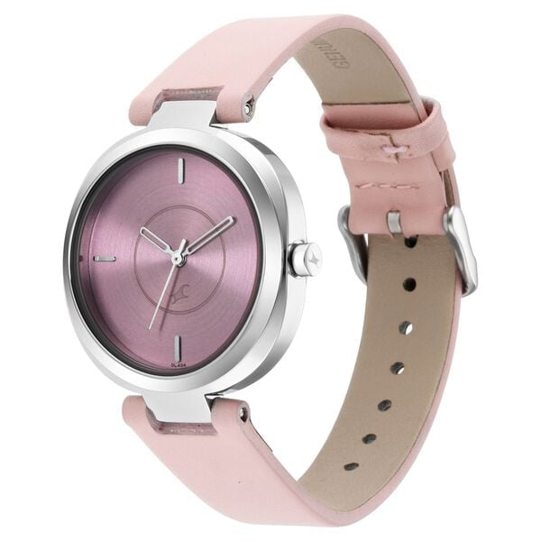 Fastrack Stunners Quartz Analog Pink Dial Leather Strap Watch for Girls