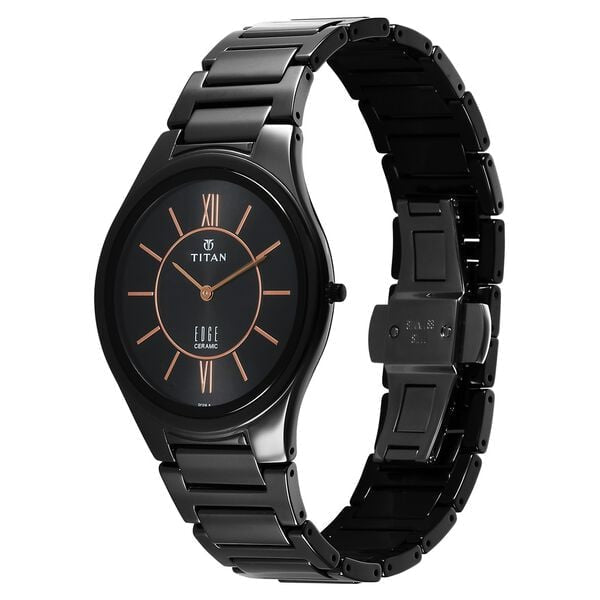 Titan Edge Ceramic Quartz in Rich Black Dial Watch for Men NT1696NC01