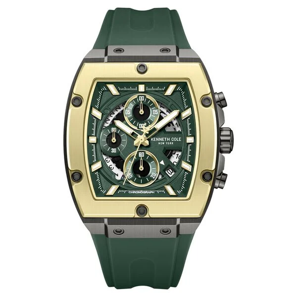 Kenneth Cole Quartz Multifunction Green Dial Green Colour Silicone Strap Watch For Men