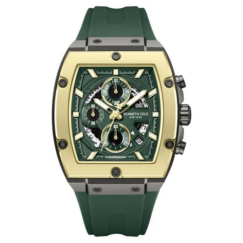 Kenneth Cole Quartz Multifunction Green Dial Green Colour Silicone Strap Watch For Men