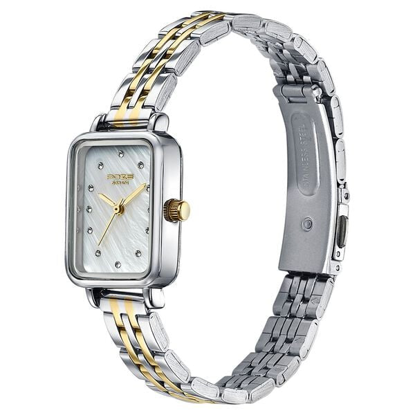 Sonata Poze Quartz Analog Mother of Pearl Dial Two Toned Metal Strap Watch For Women SP80133BM01