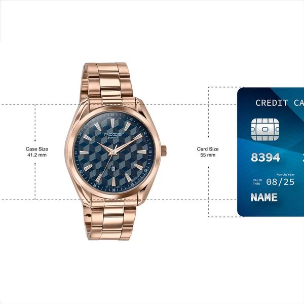 Sonata Poze Quartz Analog Blue Dial Rose Gold Colour Stainless Steel Strap Watch For Men