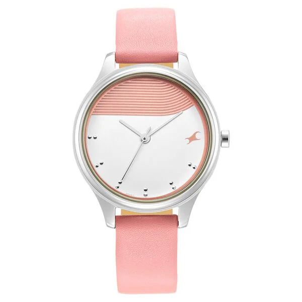 Fastrack Stunners Quartz Analog Pink Dial Leather Strap Watch for Girls NR6280SL01